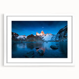 Abstract art print of an Argentine landscape in muted earth tones on a framed white mat.