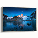 Framed canvas featuring a vintage-style landscape painting of an Argentine scenery in colorful tones.