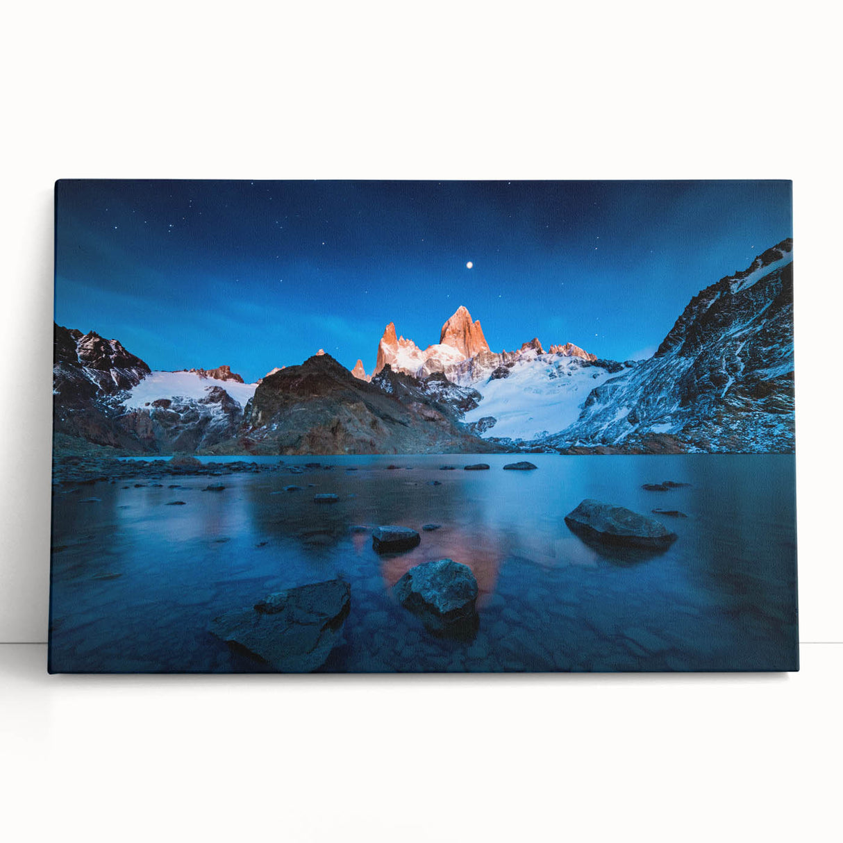 Black and white stretched canvas of an Argentine landscape, ideal for kitchen wall art.