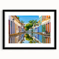 Extra large abstract art print featuring vibrant, colorful textures of a Brazilian scenery on a framed canvas.