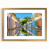 Extra large abstract art print of a Brazilian landscape in textured gold tones, framed, ideal for living room decor.