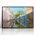 Large abstract wall art depicting a vibrant, colorful Brazilian landscape on a framed acrylic.