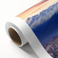 Art deco poster of Santiago skyline in pastel shades on rolled canvas, suitable for nursery wall art or dining room decor.