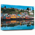 Acrylic print of a large abstract depiction of a South American scenery in muted earth tones.