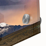 Large abstract wall art of South American scenery in mid-century modernist style on acrylic glass.