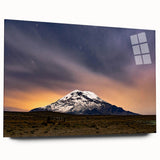 Acrylic print of a large abstract depiction of South American scenery in earthy tones.