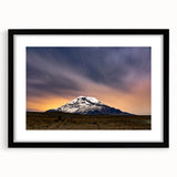 Extra large abstract art print of a colorful, textured South American scenery on a framed black mat.