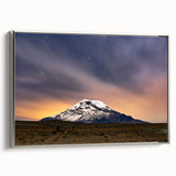 Landscape art painting of Ecuador scenery on framed canvas, featuring vibrant colors with a vintage poster style.