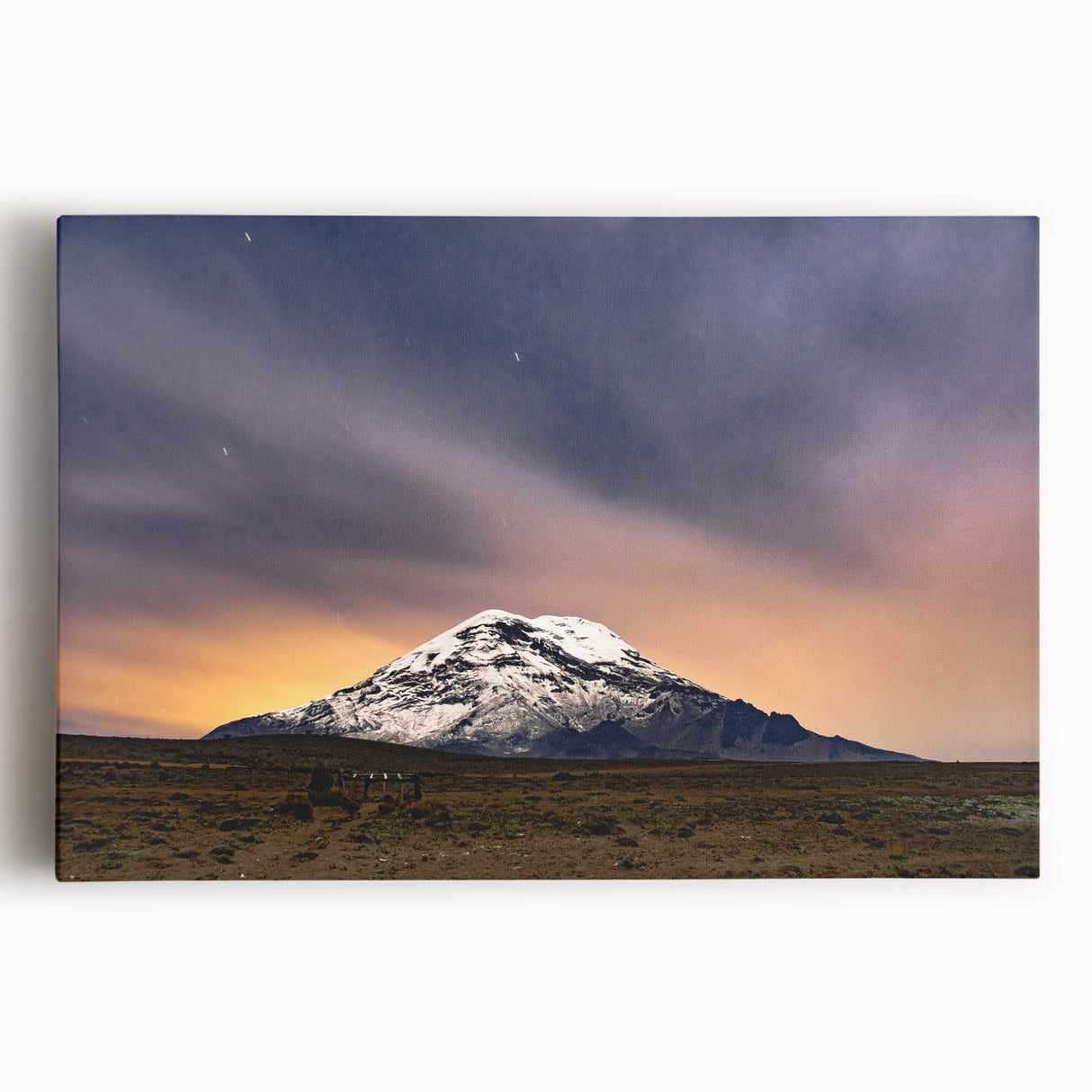 Black and white stretched canvas of a South American landscape, ideal for kitchen wall art.