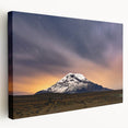 Large canvas with an Ecuadorian landscape featuring lush greenery and mountains, in soft earth tones.