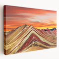 Large stretched canvas featuring a scenic view of a Peruvian landscape in earth tones, ideal for kitchen wall art.