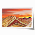 Extra large rolled print of a Peruvian landscape with vibrant floral elements, ideal for art wall dining room.