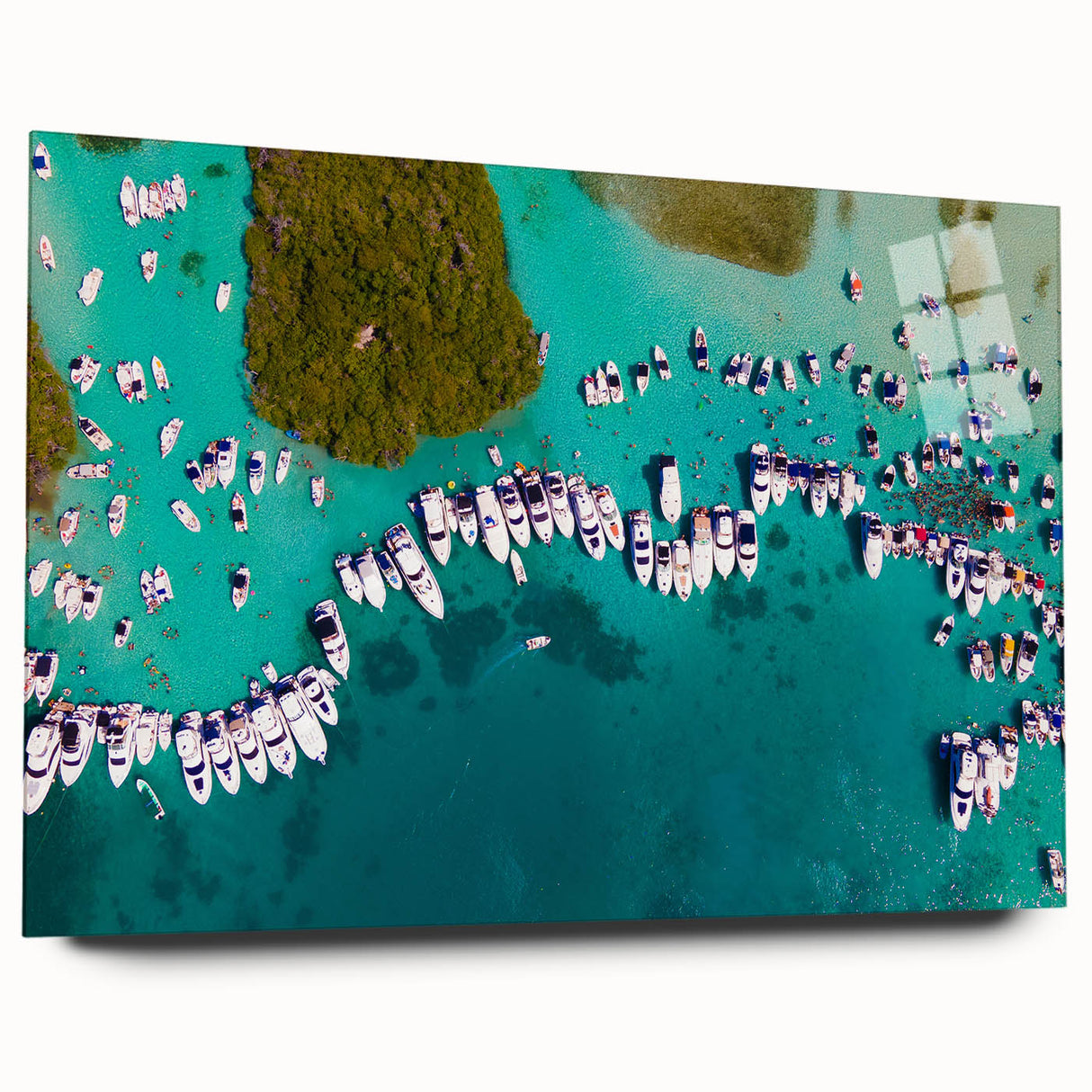 Large abstract depiction of Venezuelan scenery in vibrant hues on acrylic glass, suitable for bedroom or dining room art.