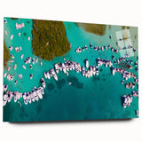 Large abstract depiction of Venezuelan scenery in vibrant hues on acrylic glass, suitable for bedroom or dining room art.