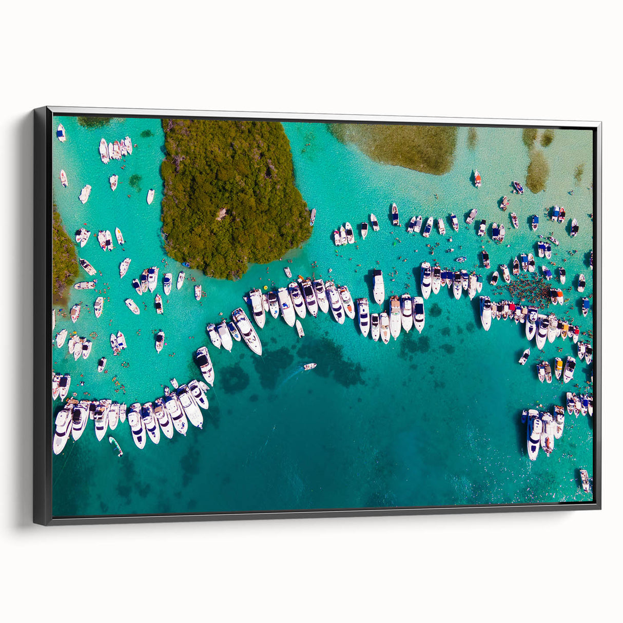 Black and white framed canvas of a vintage Venezuelan landscape, ideal for bedroom wall art.