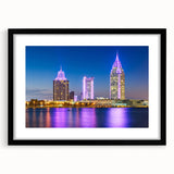 Extra large abstract art print featuring a colorful, textured depiction of a scenic Alabama landscape on a framed black mat.