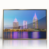 Large art print of Alabama scenery in gold frame, featuring mid-century modernist style, ideal for nursery wall art.