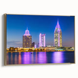 Framed canvas depicting an Alabama landscape in muted gold and black tones, ideal for bedroom wall decor.