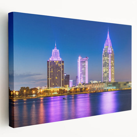 Alabama landscape on stretched canvas with soft green and blue tones, suitable for kitchen wall art.