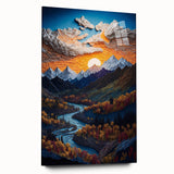 Acrylic print of Denali, Alaska with vivid blue and white tones, suitable for bedroom or dining room decor.