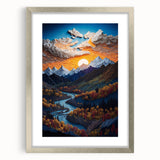 Textured art depicting Denali, Alaska in abstract style with muted earth tones on a framed silver mat.