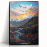 Large abstract wall art depicting Denali, Alaska in muted earth tones on a framed acrylic.