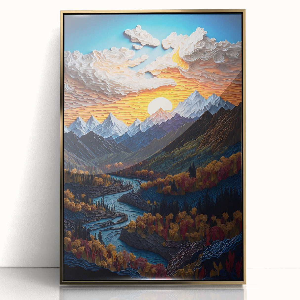 Large art print of Denali, Alaska in muted earth tones on a framed acrylic, ideal for modern art wall decor.