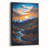 Black and white framed canvas of Denali, Alaska landscape, ideal for bedroom wall art.