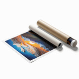 Extra large rolled print featuring a serene Denali, Alaska landscape in muted earth tones.