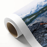 Art Deco poster featuring Alaska scenery in muted earth tones on rolled canvas, ideal for nursery wall art.