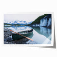 Extra large rolled print depicting Alaska scenery with floral elements in muted green and blue tones.