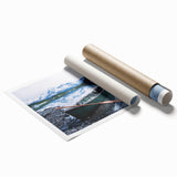 Extra large rolled print of Alaskan scenery with vibrant floral elements, ideal for classy bathroom wall art.