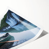 Extra large wall art featuring line art flowers in muted green tones on a rolled print, ideal for large living room decor.