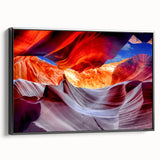 Black and white framed canvas of Antelope Canyon in Arizona, ideal for bedroom wall decor.