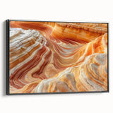 Black and white framed canvas of Arizona's Coyote Buttes landscape, ideal for bedroom decor.