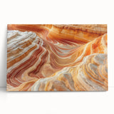 Black and white photograph of Arizona's Coyote Buttes on stretched canvas, ideal for kitchen wall art.