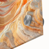 Mid-century modernist art of Arizona Coyote Buttes in muted earth tones on acrylic glass, ideal for dining room art.