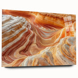 Large abstract depiction of Coyote Buttes in Arizona on acrylic glass, featuring earth tones.