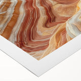 Art deco poster of Coyote Buttes in Arizona featuring earthy red and orange tones on rolled canvas.