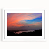 Abstract art print depicting a serene Arkansas landscape in soft blue and green tones, framed with a white mat.