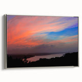 Framed canvas of a vintage-style Arkansas landscape painting with vibrant colors and black accents, ideal for office decor.