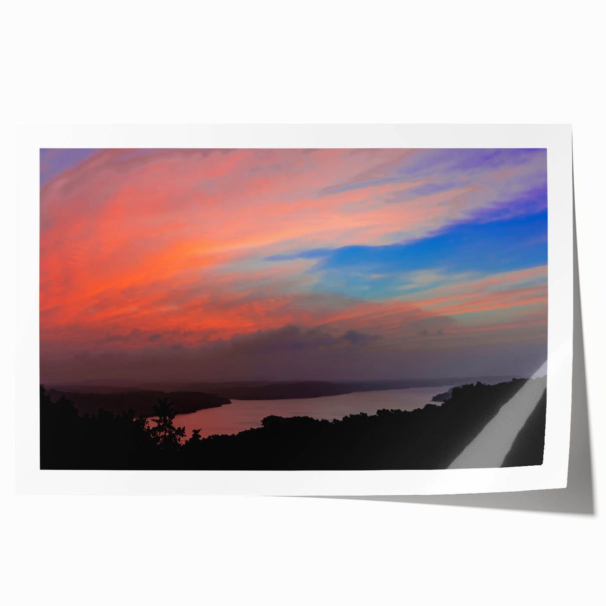 Extra large rolled print of Arkansas scenery with vibrant green tones, ideal for art wall dining room.