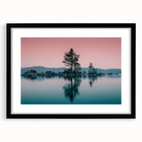 Extra large abstract art print of Lake Tahoe with vibrant, textured colors on a black framed canvas.
