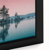 Extra large black wall art featuring a textured Lake Tahoe scenery, ideal for living room decor.
