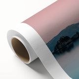 Art deco poster of Lake Tahoe with muted blue and green tones on rolled canvas, ideal for nursery wall art.