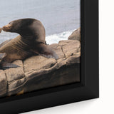 Extra large framed canvas of San Diego scenery in vibrant colors with a textured surface, ideal for living room decor.