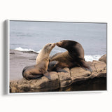 Vintage poster art of San Diego skyline on a large framed canvas with colorful accents, ideal for living room decor.