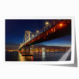 San Francisco cityscape in muted gray and blue tones on extra large rolled canvas, ideal for dining room wall art.
