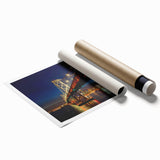 Extra large rolled print of San Francisco scenery with vibrant floral elements, ideal for classy bathroom wall art.
