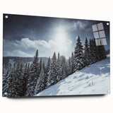 Acrylic print of a large abstract depiction of Vail, Colorado in muted earth tones, ideal for dining room or bedroom decor.